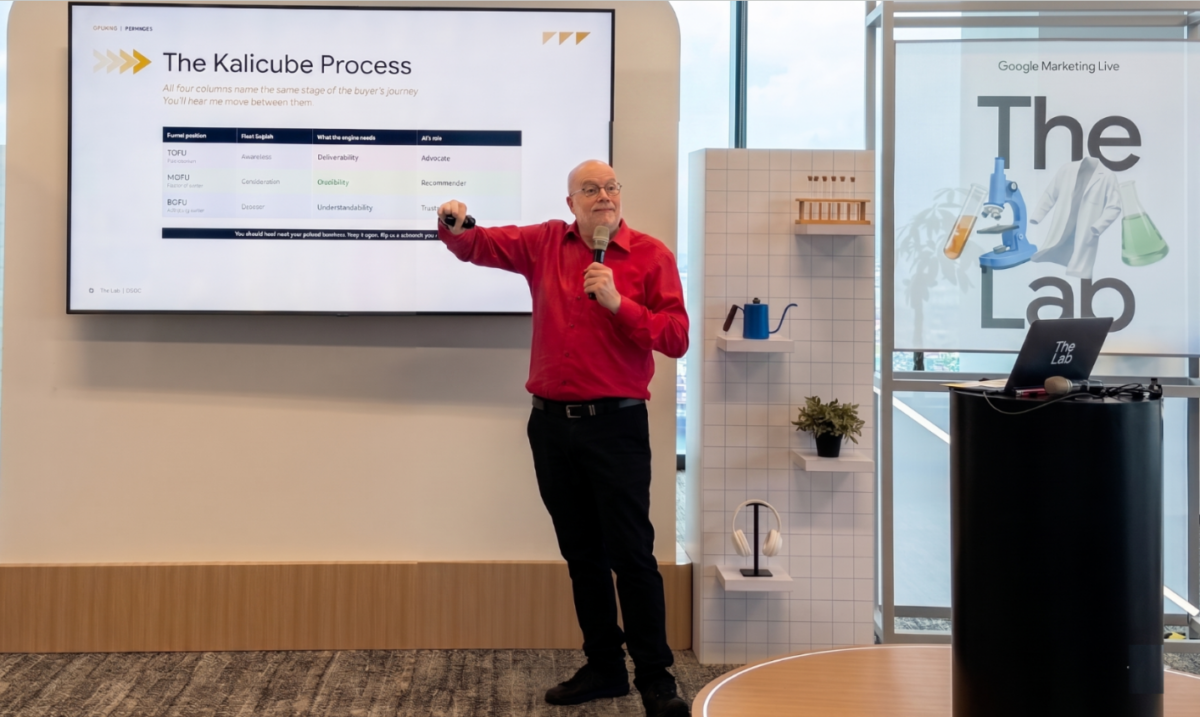 Jason Barnard speaking at Google Marketing Live 2026 in Singapore